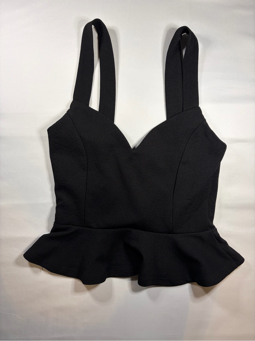 Black Lace-Up Peplum Top